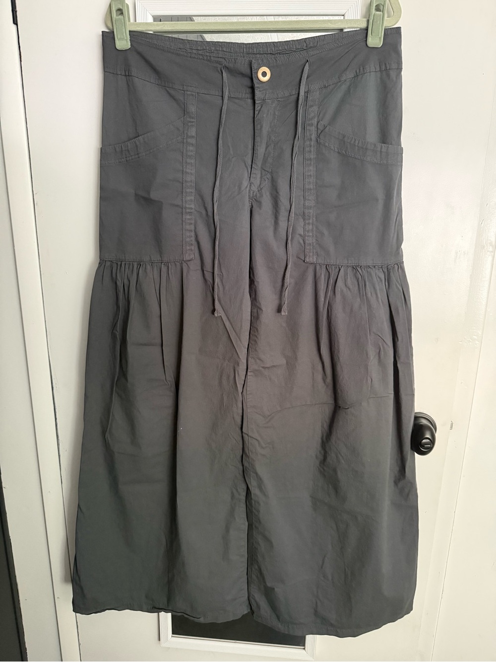 Women's Dark Gray Tiered Drawstring Wide Leg Size L